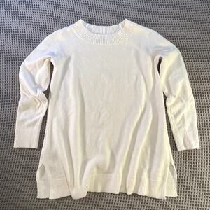 Loft Women's Ivory Cotton Blend Long Sleeve Sweater, size M